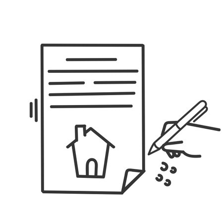 hand drawn doodle house buy or rent agreement document iconのイラスト素材