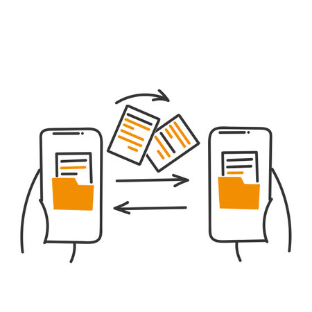 hand drawn doodle Send folder files between devices iconのイラスト素材