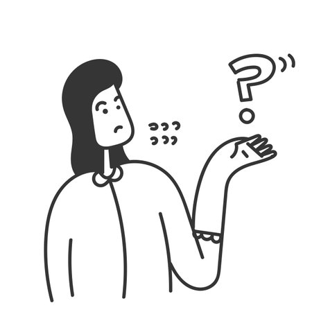 hand drawn doodle person doubts with question mark symbol illustration vectorのイラスト素材