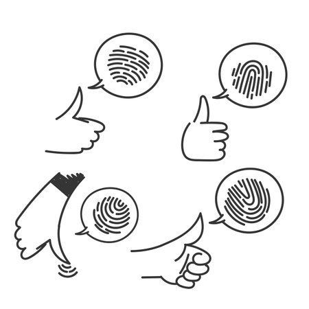hand drawn doodle fingerprint icon illustrationのイラスト素材