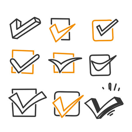 hand drawn doodle check mark icon illustrationのイラスト素材