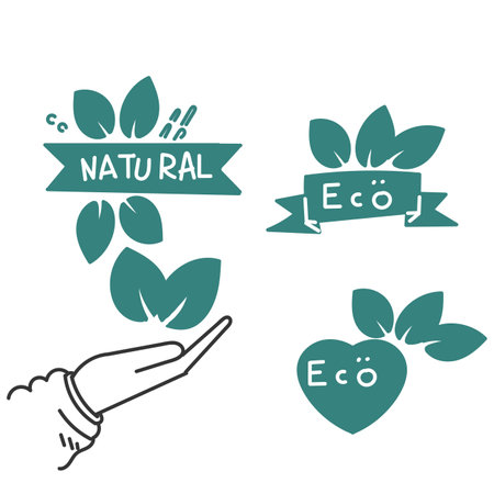 hand drawn doodle eco natural label illustration vectorのイラスト素材