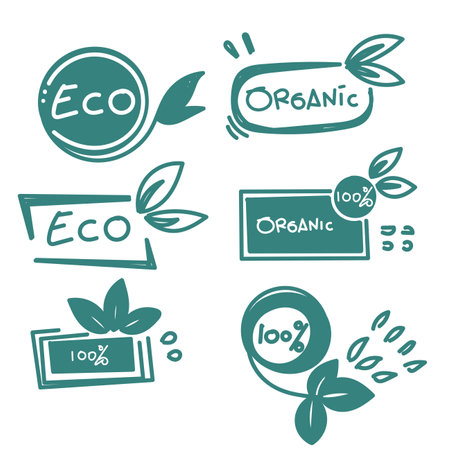 hand drawn doodle eco natural label illustration vectorのイラスト素材