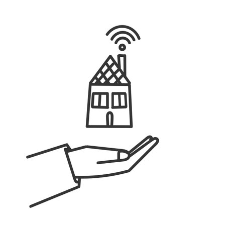 hand drawn doodle house with wifi signal illustrationのイラスト素材