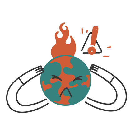 hand drawn doodle the earth burned with fire illustrationのイラスト素材