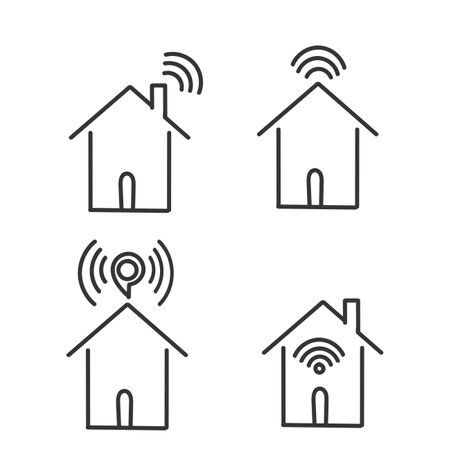 hand drawn doodle house with wifi signal illustrationのイラスト素材