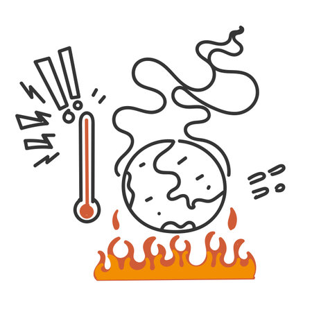 hand drawn doodle the earth burned with fire illustrationのイラスト素材