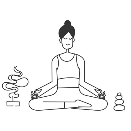hand drawn doodle yoga meditation related illustration vectorのイラスト素材