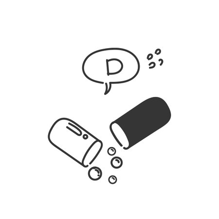 hand drawn doodle vitamin d tablet illustration vectorのイラスト素材