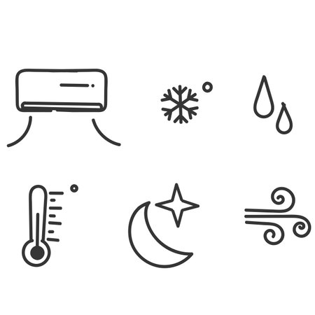hand drawn doodle air conditioner illustration related iconのイラスト素材