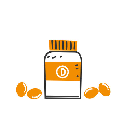 hand drawn doodle vitamin d tablet illustration vectorのイラスト素材