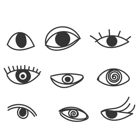 hand drawn doodle eyes illustration collection iconのイラスト素材