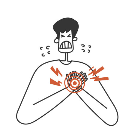 hand drawn doodle chest pain illustration vectorのイラスト素材