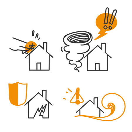 hand drawn doodle house insurance related illustration vectorのイラスト素材