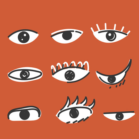 hand drawn doodle eyes illustration collection iconのイラスト素材