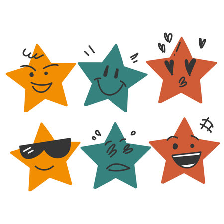 hand drawn doodle star shape character gesture collection iconのイラスト素材