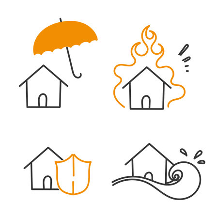 hand drawn doodle house insurance related illustration vectorのイラスト素材