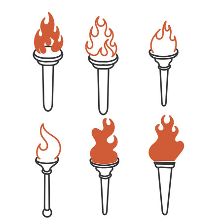 hand drawn doodle torch icon illustration vectorのイラスト素材