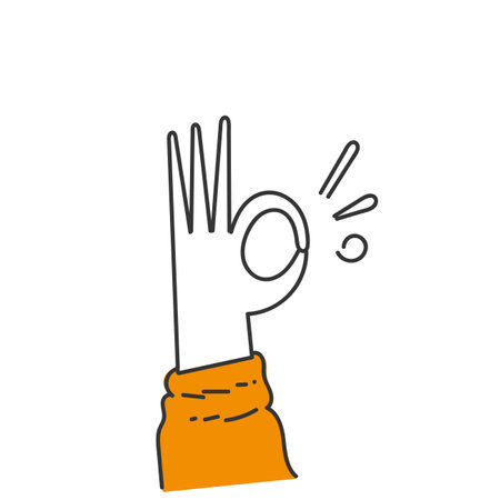 hand drawn doodle ok sign gesture illustrationのイラスト素材