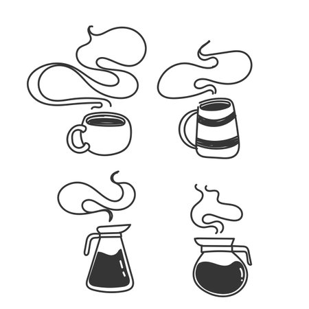 hand drawn doodle coffee collection illustration vectorのイラスト素材