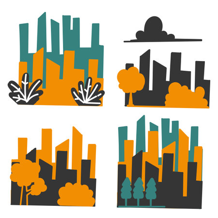 hand drawn doodle garden park and the city illustration vectorのイラスト素材