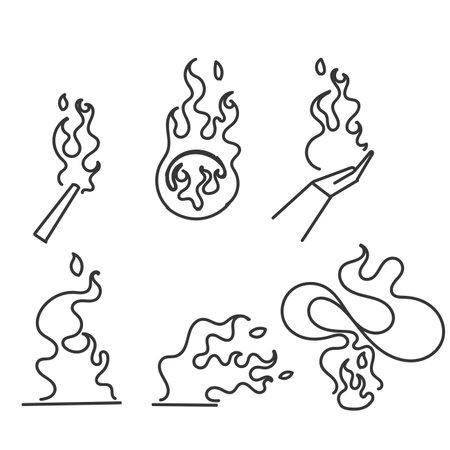 hand drawn doodle fire element illustrationのイラスト素材
