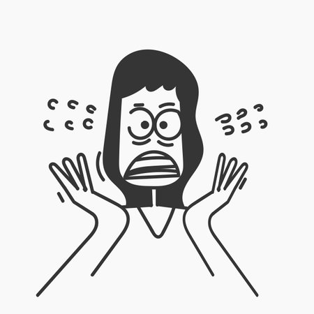 hand drawn doodle person with terrified faceのイラスト素材