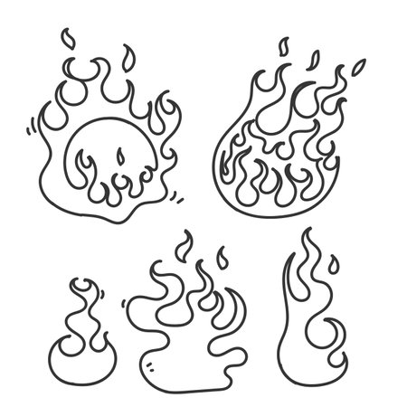 hand drawn doodle fire element illustrationのイラスト素材