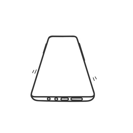 hand drawn doodle mobile phone white blank mock upのイラスト素材