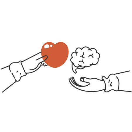 hand drawn doodle love and brain balance illustrationのイラスト素材