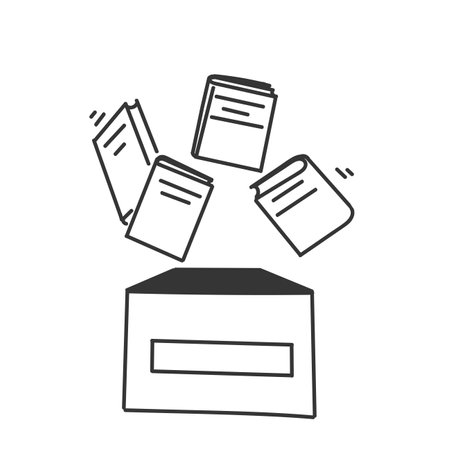 hand drawn doodle book donation illustration conceptのイラスト素材