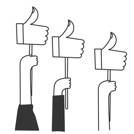 hand drawn doodle person holding thumb up like sign illustrationのイラスト素材