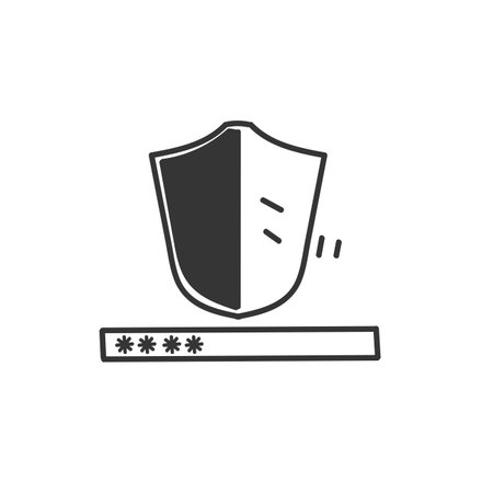 doodle shield with password in cartoon style drawnのイラスト素材