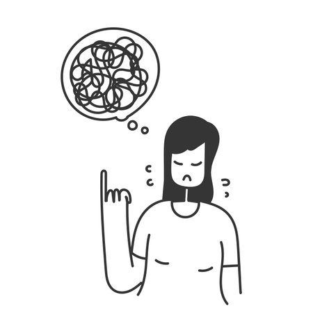 hand drawn doodle person messy line thoughtのイラスト素材