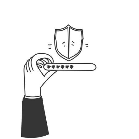 doodle shield with password in cartoon style drawnのイラスト素材