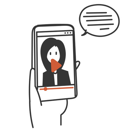 play business webinar videos on gadgets illustration in cartoon doodle styleのイラスト素材