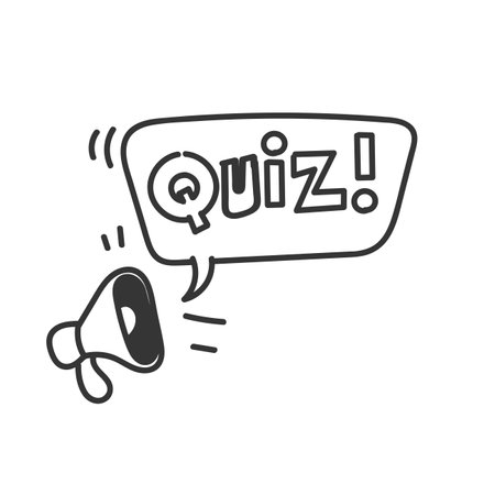 megaphone shouting quiz in bubble speech illustration in cartoon doodleのイラスト素材