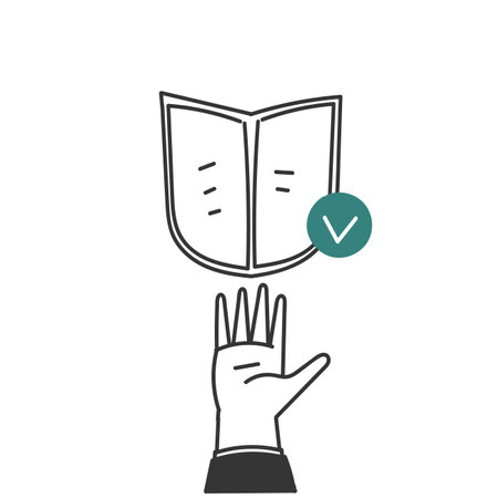 business woman holding shield with check mark illustration in cartoon styleのイラスト素材