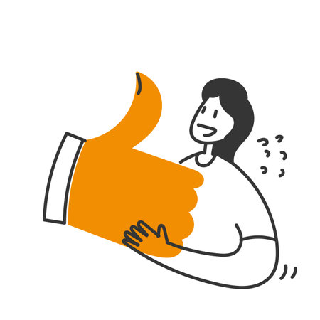 hand drawn doodle person holding thumb up like sign illustrationのイラスト素材
