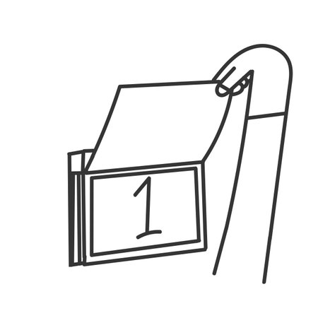 business woman checking calendar in doodle hand drawn styleのイラスト素材