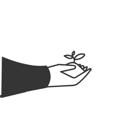 hand holding plant seeds in doodle styleのイラスト素材