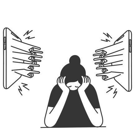 online cyber bullying attack on social media from mobile phone in doodle hand drawingのイラスト素材