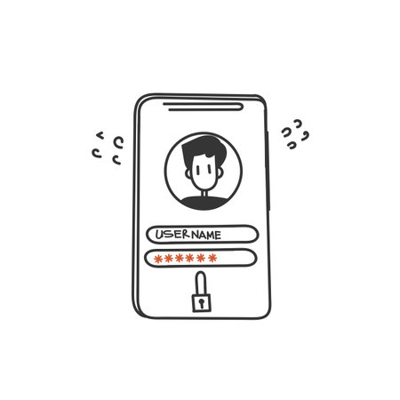hand drawn doodle user name pasword bar form authentication bar illustrationのイラスト素材