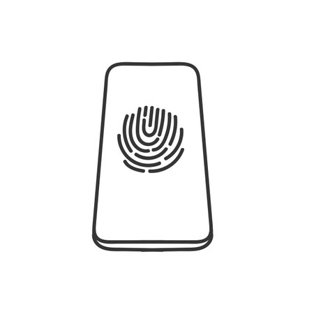 fingerprint on mobile phone in doodleのイラスト素材