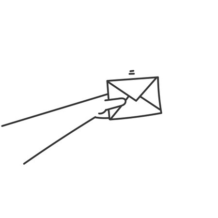 doodle hand holding envelopeのイラスト素材