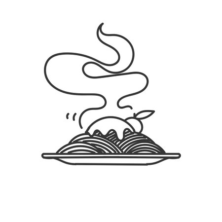 hand drawn doodle yummy spaghettiのイラスト素材