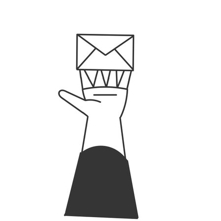 doodle hand holding envelopeのイラスト素材