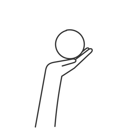 doodle hand holding small circle ballのイラスト素材