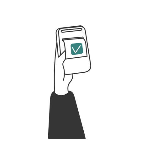 success paper receipt transfer on mobile phone doodle drawing styleのイラスト素材