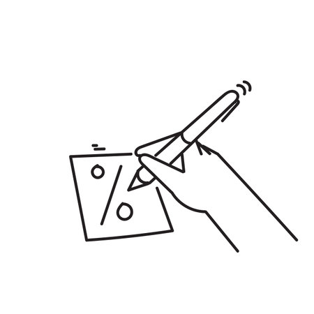 hand writing percent sign on paper in doodleのイラスト素材